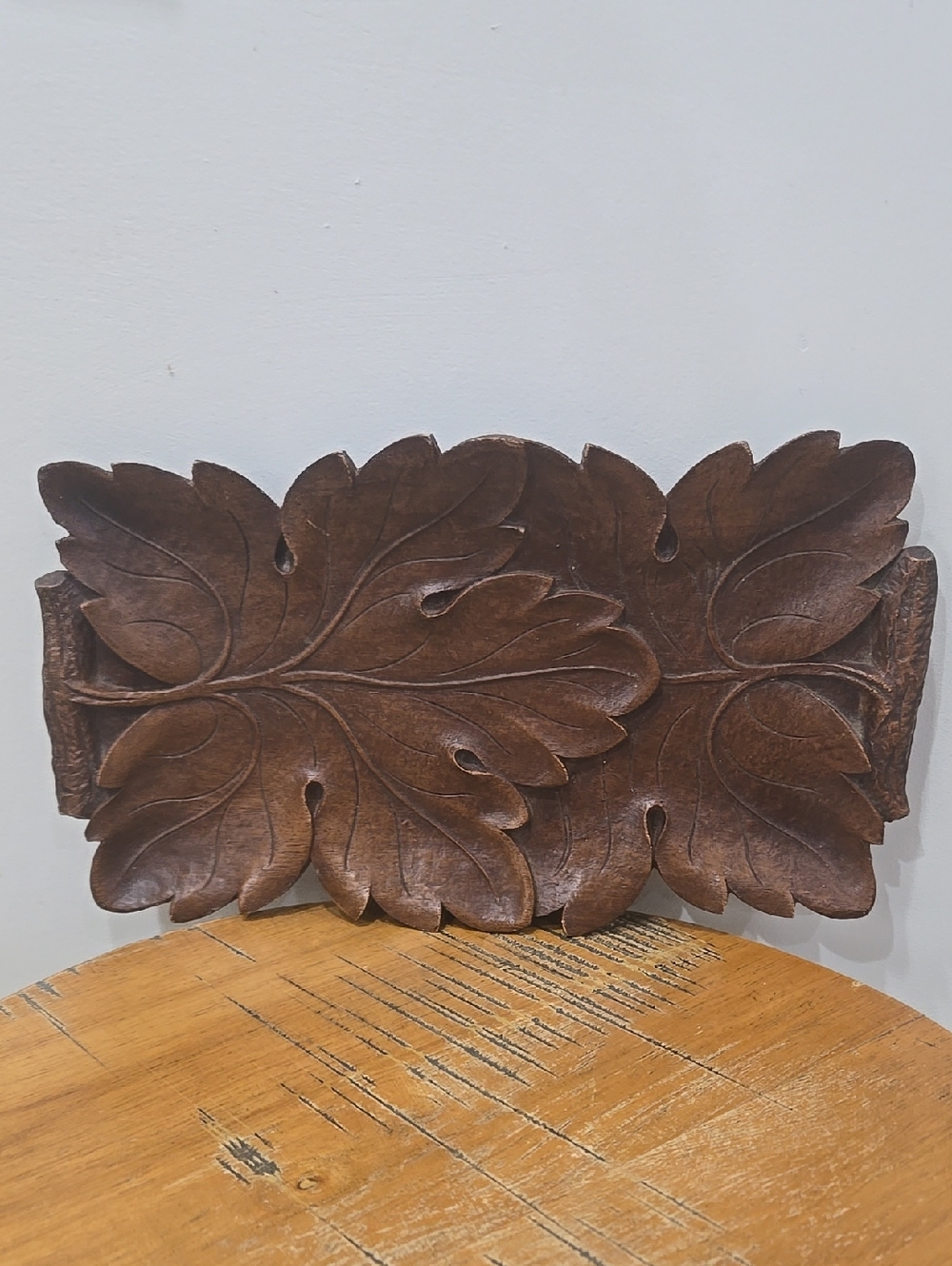Vintage Syroco Wood Carved Leafy Trinket Tray